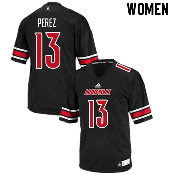 Women #13 Christian Perez Louisville Cardinals College Football Jerseys Sale-Black